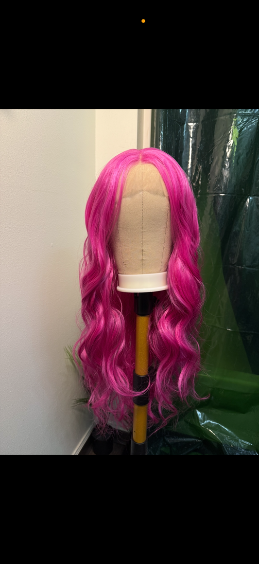 Hot Pink Body Wave Synthetic Wig-26"