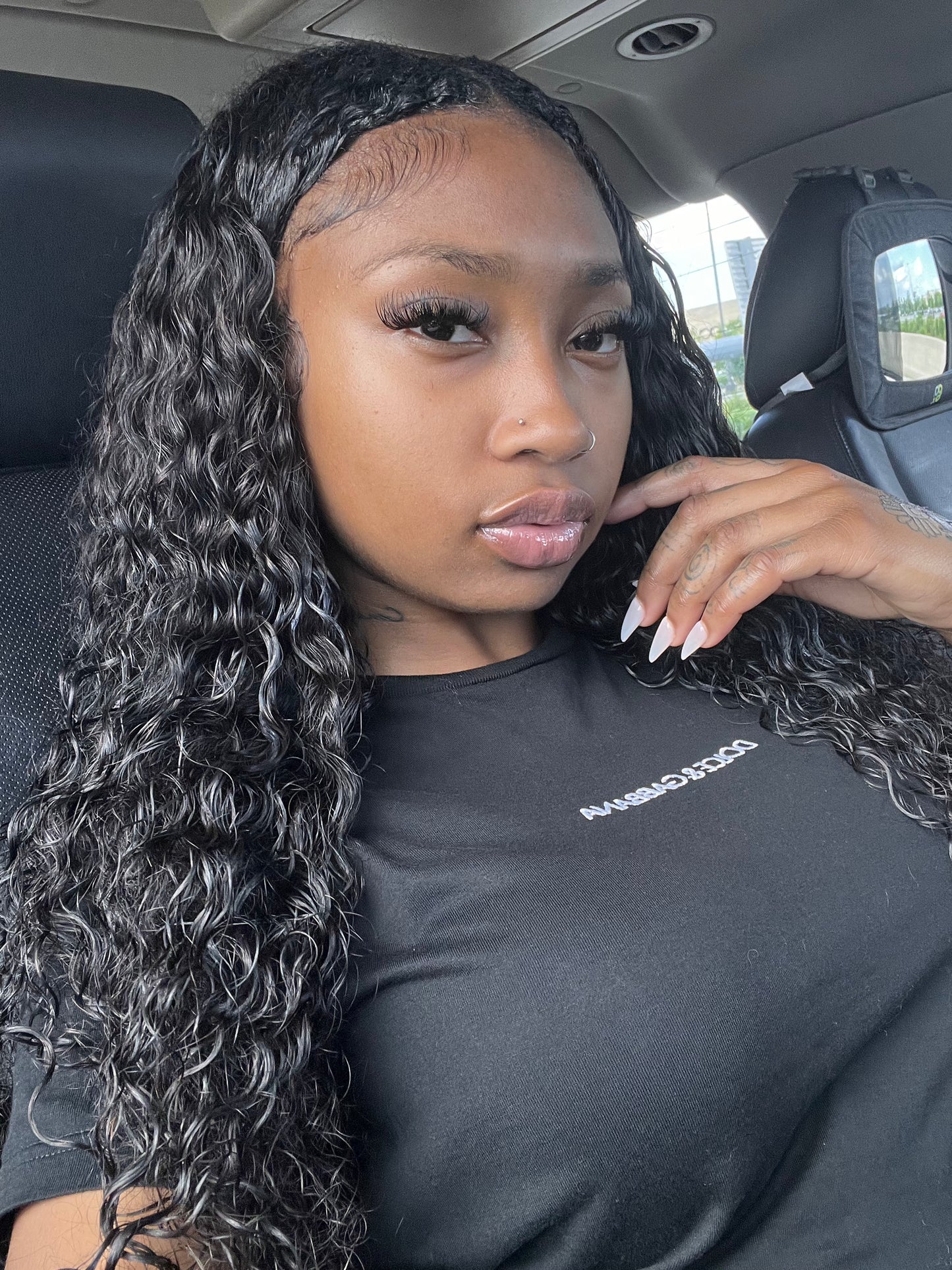 Black Deep Wave V-Part Human Hair Wig-28"