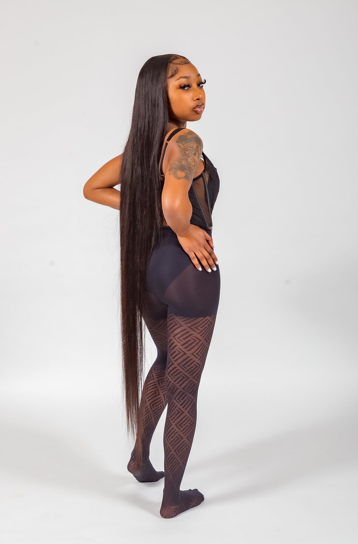 Black Straight Half Wig Human Hair-46"