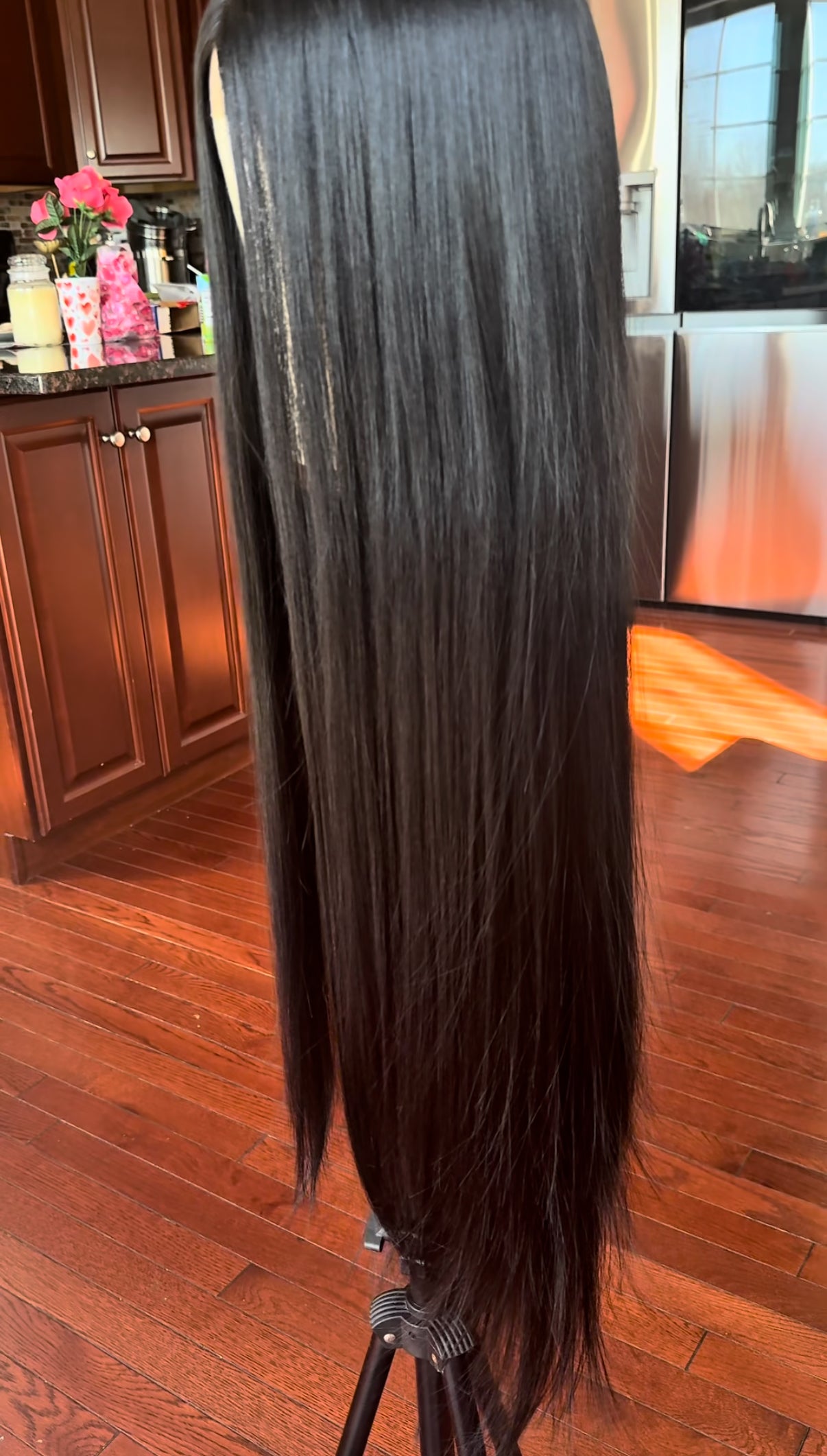 Black Straight Synthetic Wig-38"